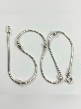 925 Sterling Silver Snake Chain Ankle Bracelet 10 inch Long with 4mm Balls